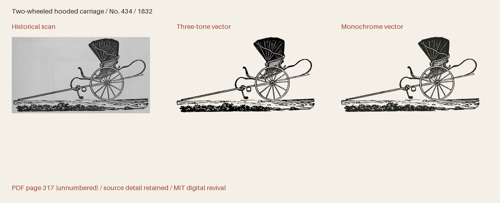 Historical scan beside the three-tone and monochrome vector revivals