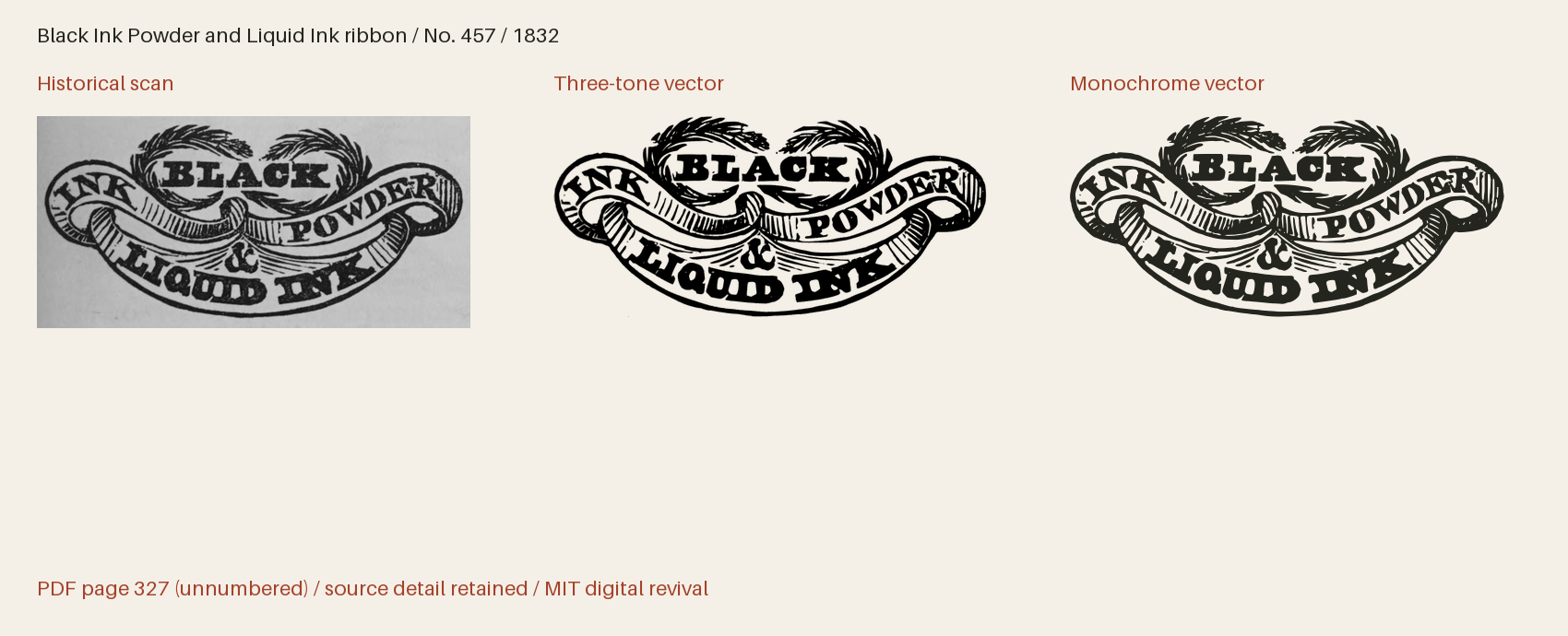 Historical scan beside the three-tone and monochrome vector revivals