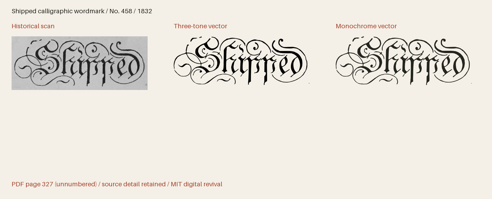 Historical scan beside the three-tone and monochrome vector revivals