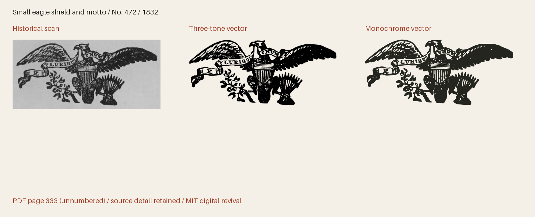 Historical scan beside the three-tone and monochrome vector revivals