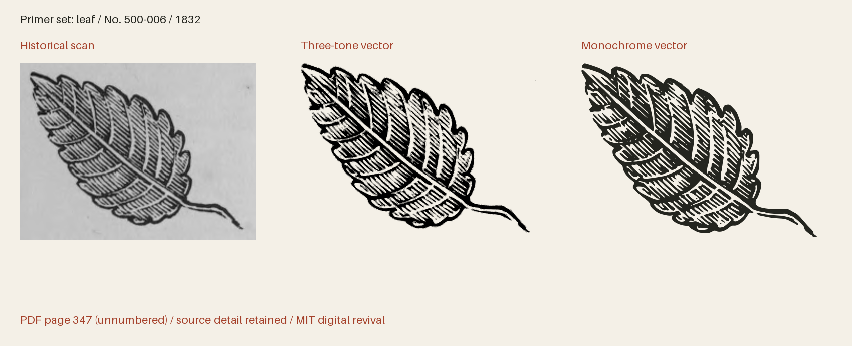 Historical scan beside the three-tone and monochrome vector revivals