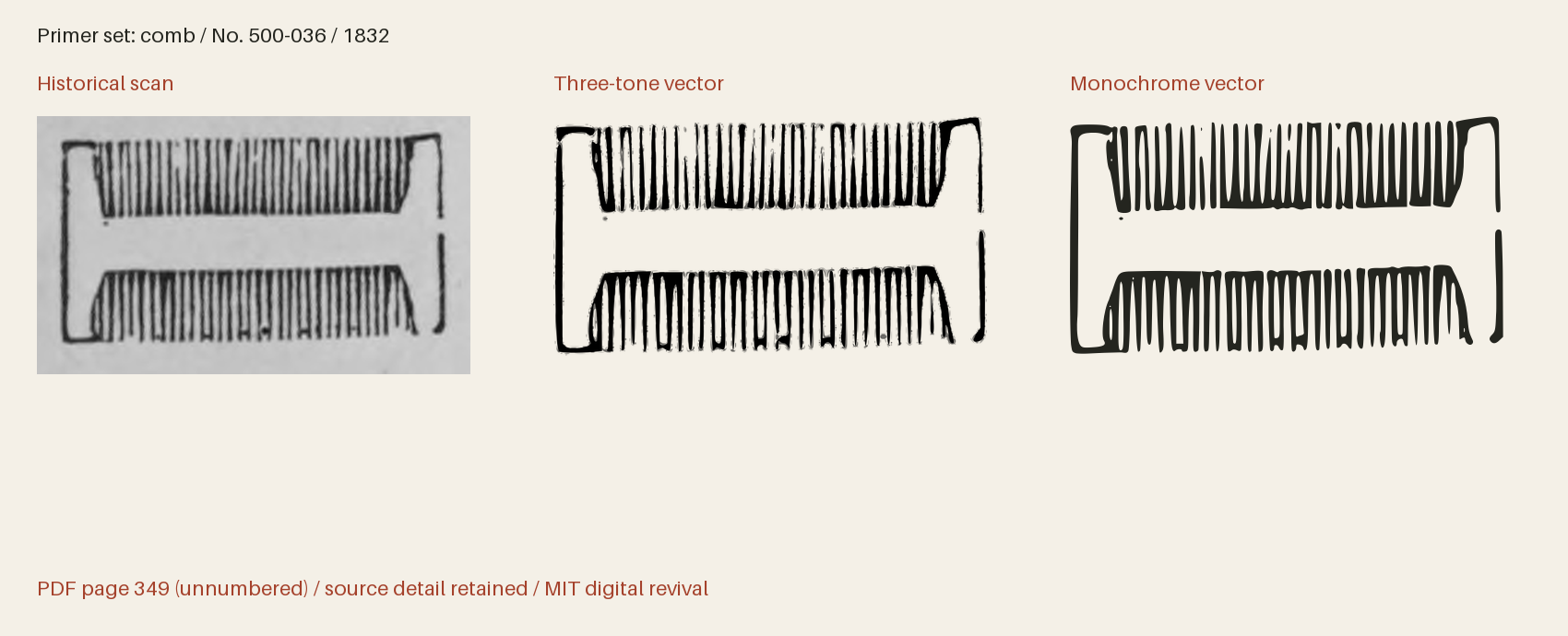 Historical scan beside the three-tone and monochrome vector revivals