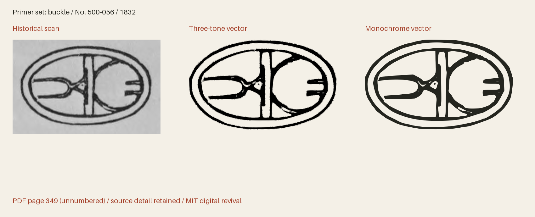 Historical scan beside the three-tone and monochrome vector revivals