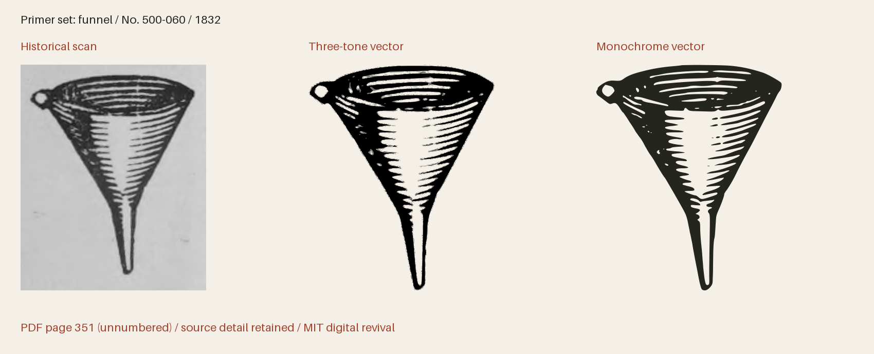 Historical scan beside the three-tone and monochrome vector revivals