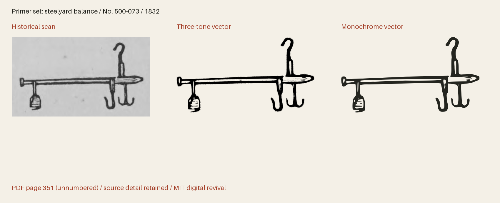 Historical scan beside the three-tone and monochrome vector revivals
