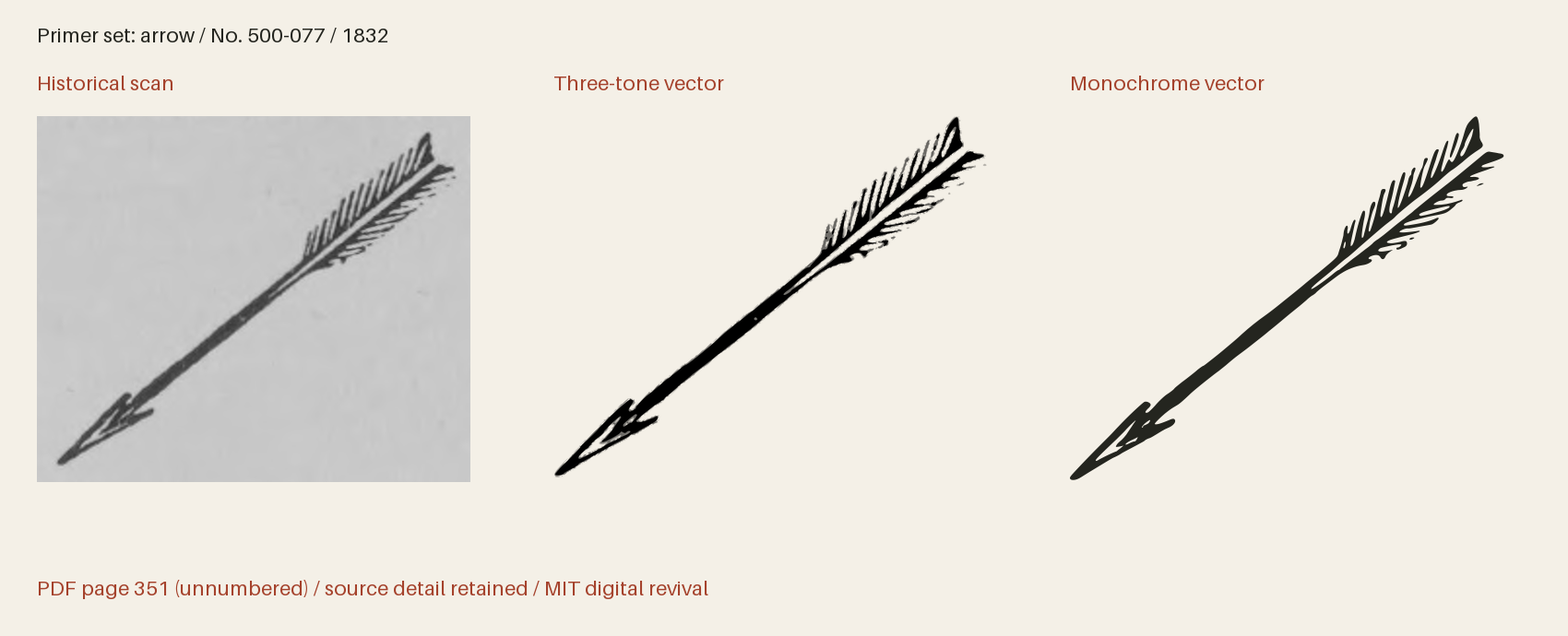 Historical scan beside the three-tone and monochrome vector revivals