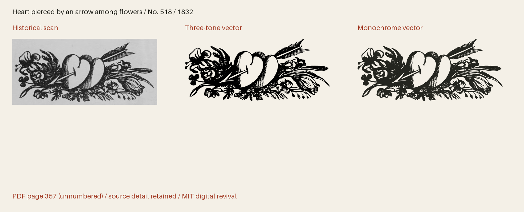 Historical scan beside the three-tone and monochrome vector revivals