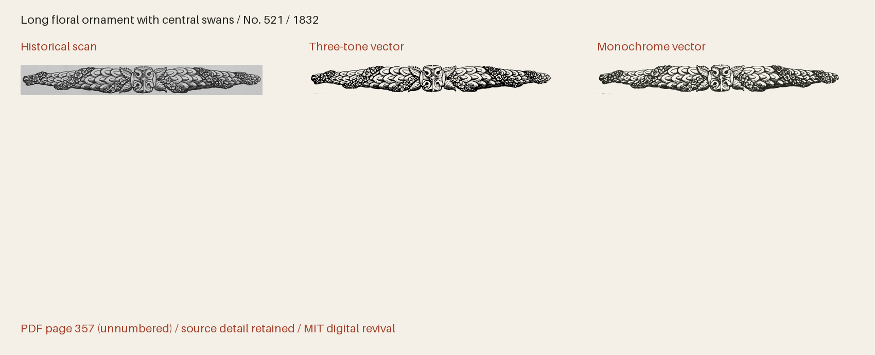 Historical scan beside the three-tone and monochrome vector revivals