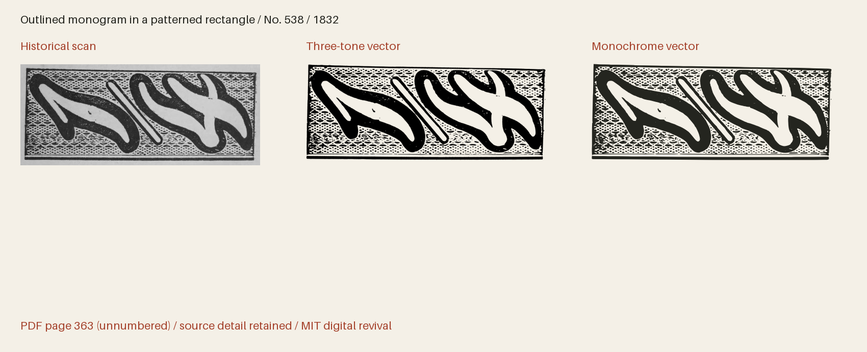 Historical scan beside the three-tone and monochrome vector revivals