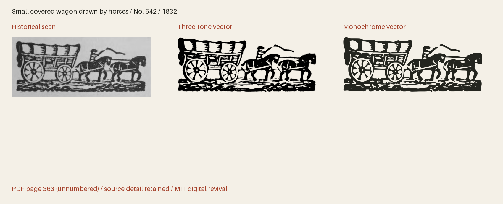 Historical scan beside the three-tone and monochrome vector revivals