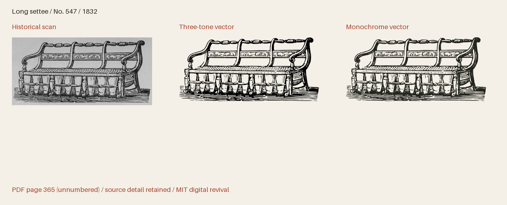 Historical scan beside the three-tone and monochrome vector revivals