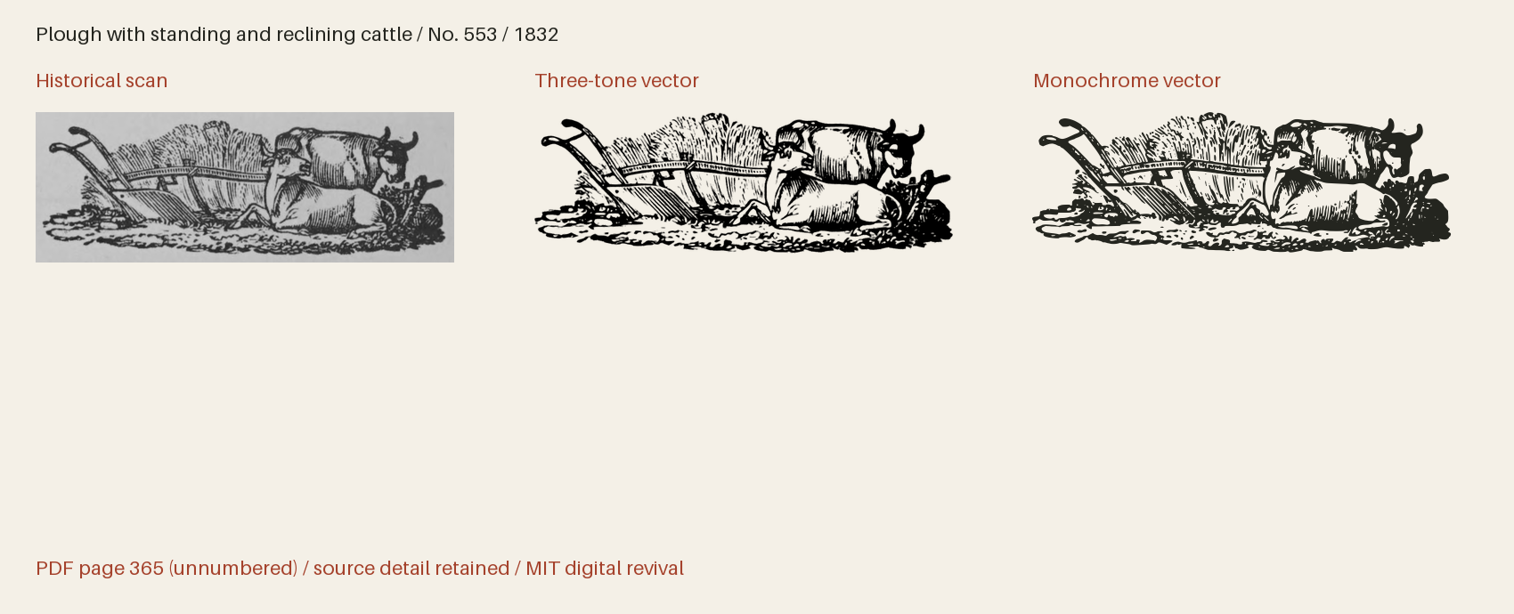 Historical scan beside the three-tone and monochrome vector revivals
