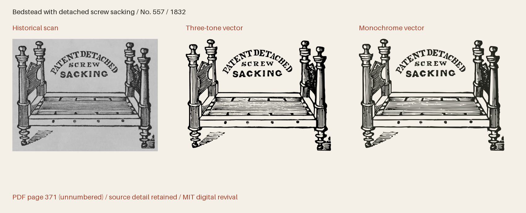 Historical scan beside the three-tone and monochrome vector revivals