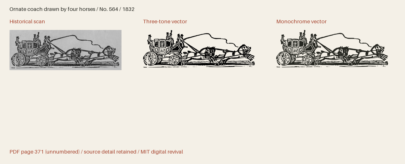 Historical scan beside the three-tone and monochrome vector revivals