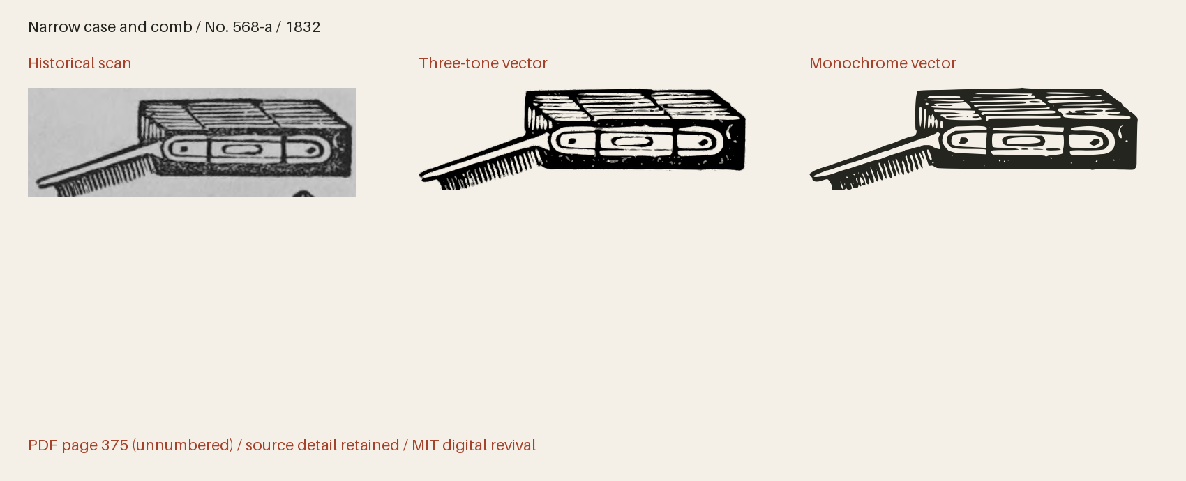Historical scan beside the three-tone and monochrome vector revivals