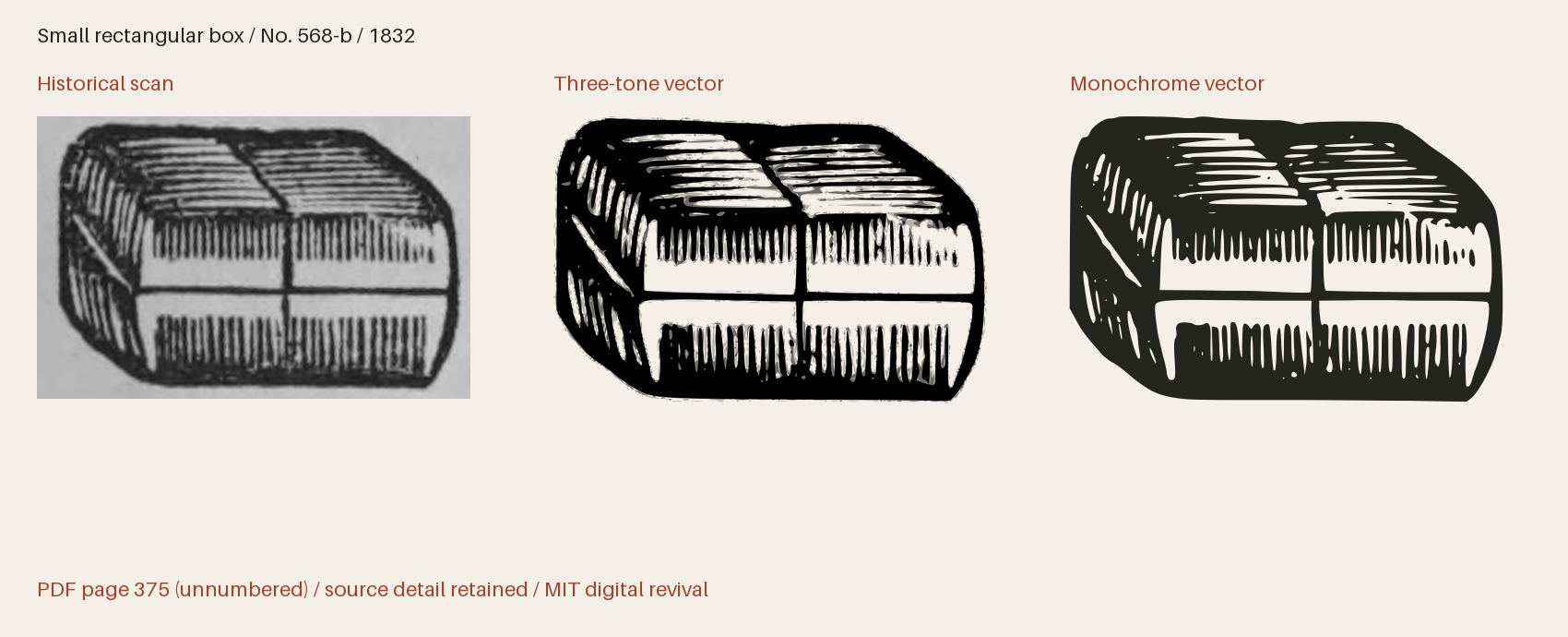 Historical scan beside the three-tone and monochrome vector revivals