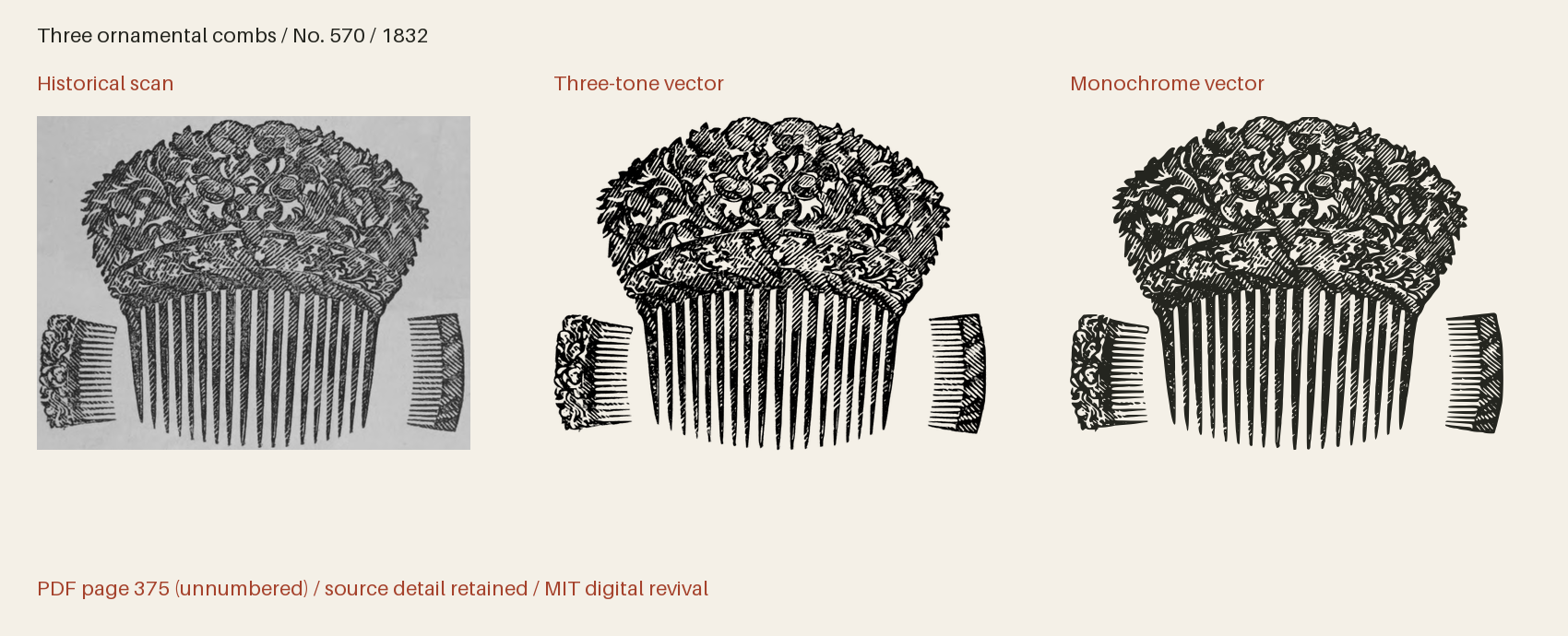 Historical scan beside the three-tone and monochrome vector revivals