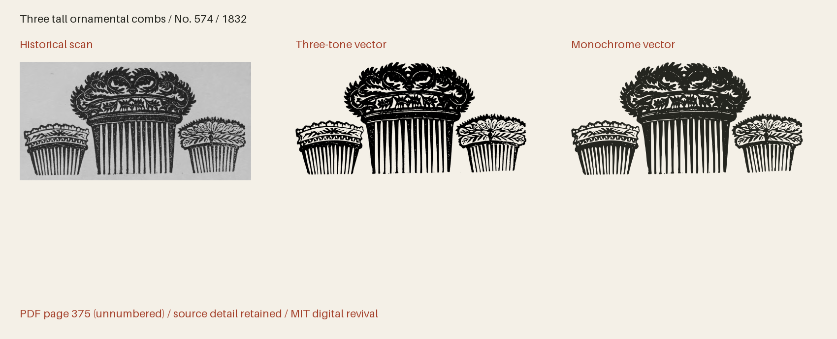 Historical scan beside the three-tone and monochrome vector revivals