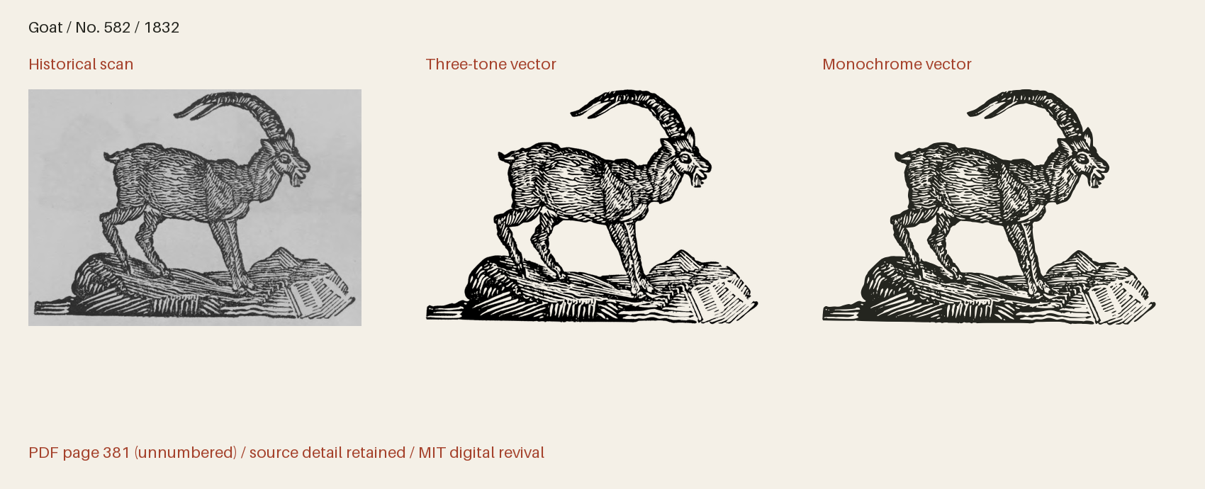 Historical scan beside the three-tone and monochrome vector revivals