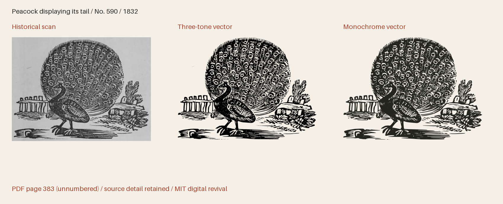 Historical scan beside the three-tone and monochrome vector revivals