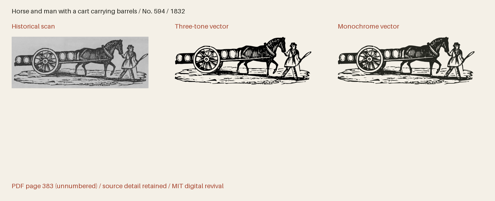 Historical scan beside the three-tone and monochrome vector revivals
