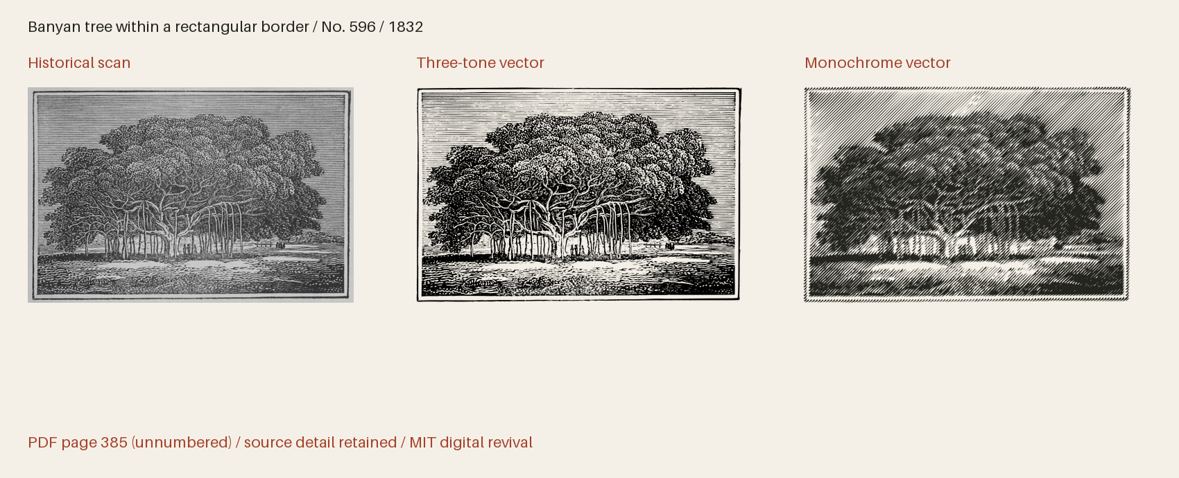 Historical scan beside the three-tone and monochrome vector revivals
