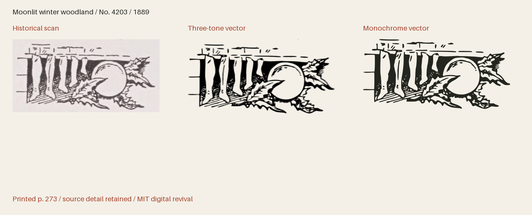 Historical scan beside the three-tone and monochrome vector revivals