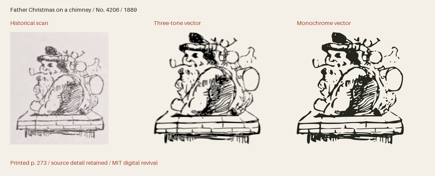 Historical scan beside the three-tone and monochrome vector revivals