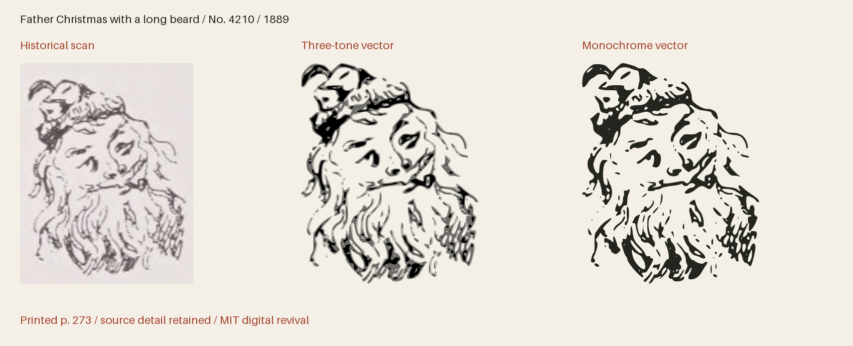Historical scan beside the three-tone and monochrome vector revivals