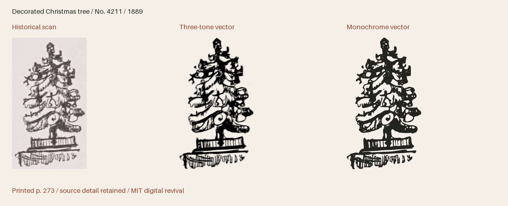 Historical scan beside the three-tone and monochrome vector revivals