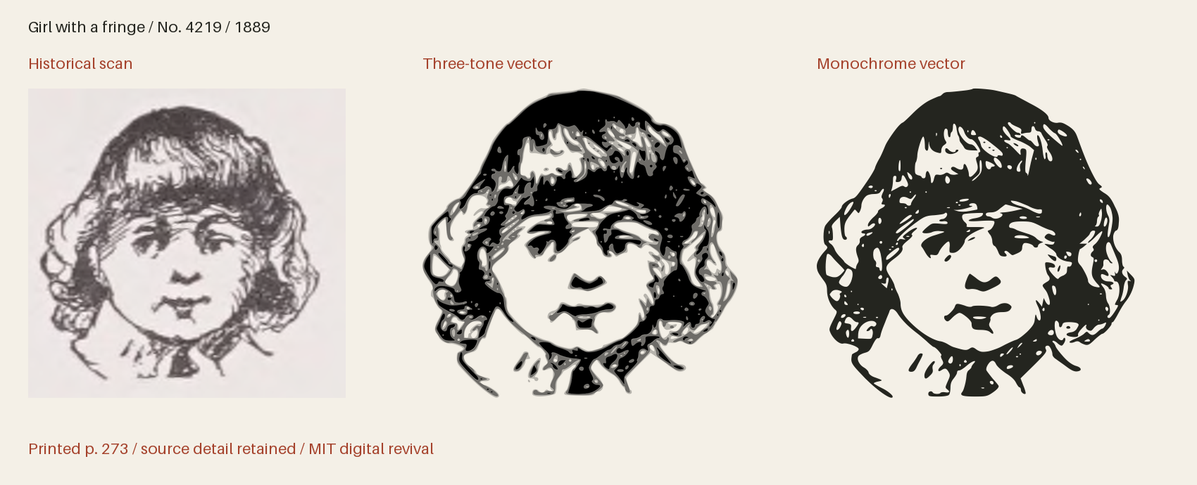 Historical scan beside the three-tone and monochrome vector revivals