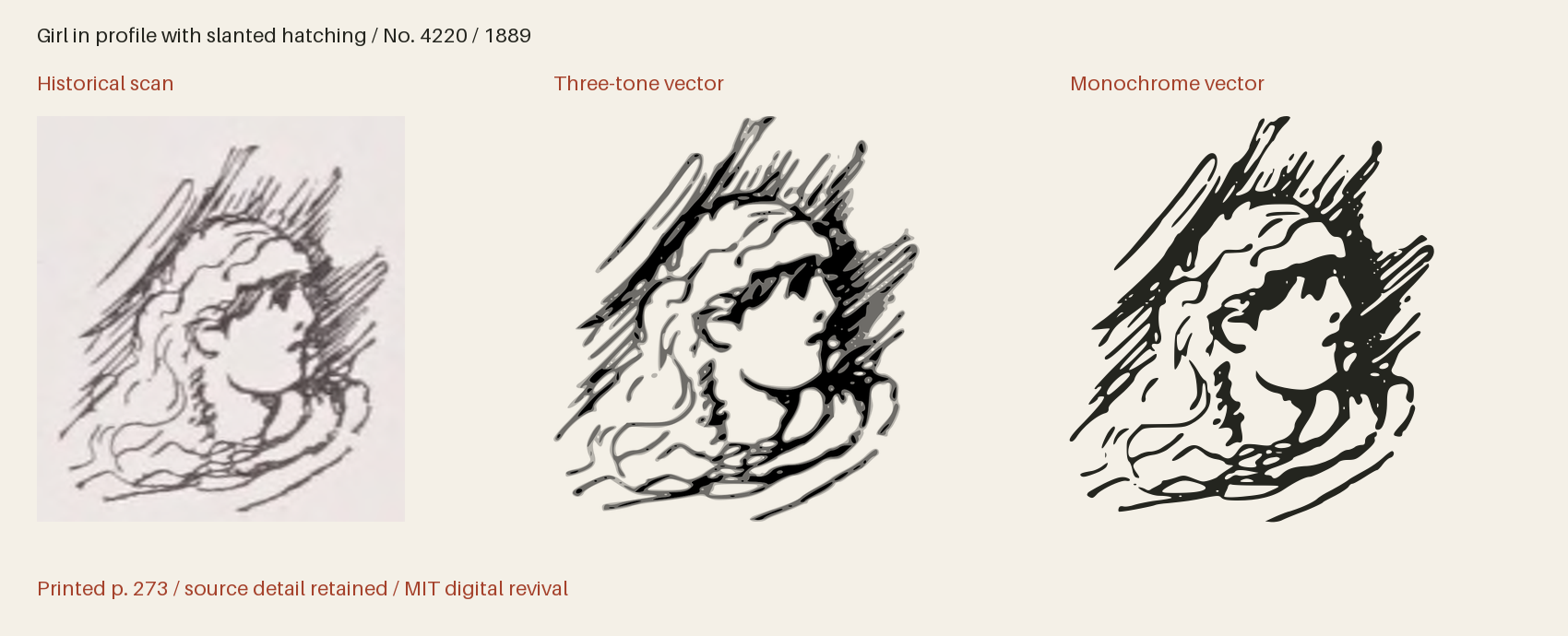 Historical scan beside the three-tone and monochrome vector revivals