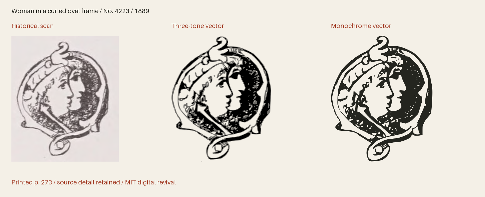 Historical scan beside the three-tone and monochrome vector revivals
