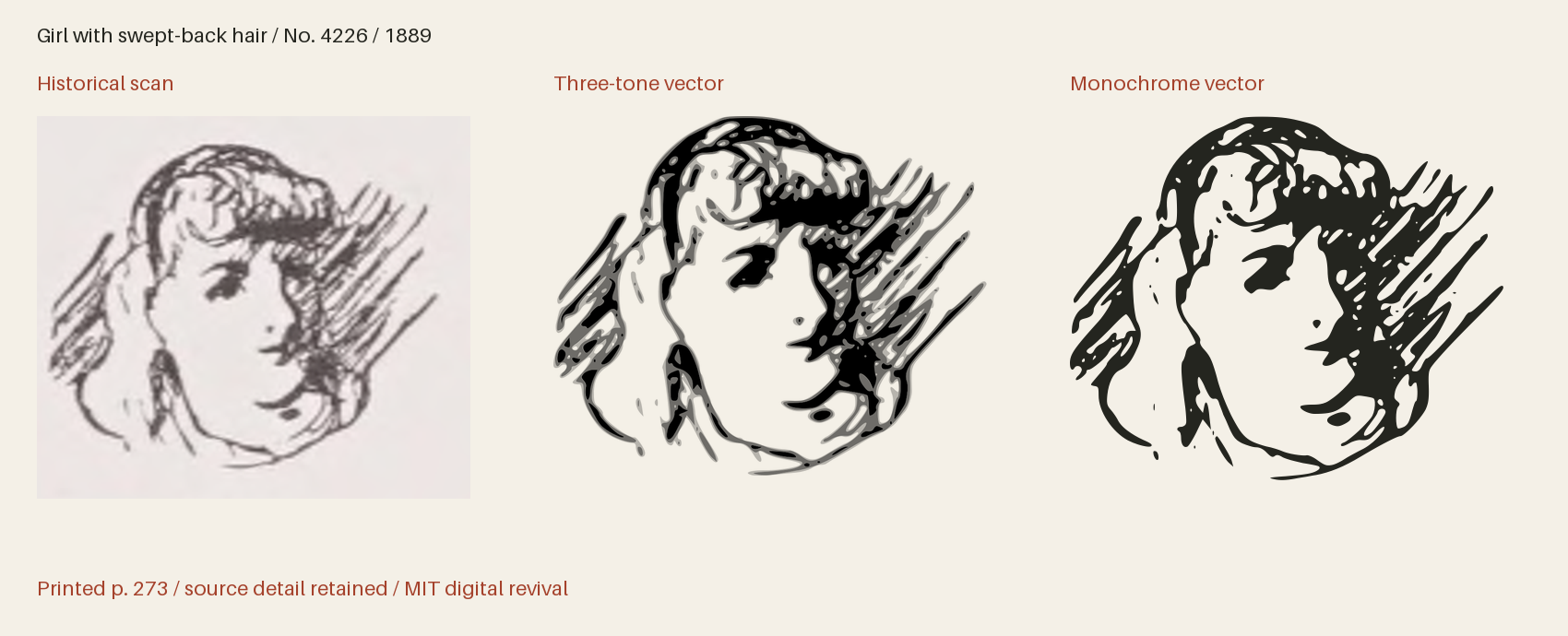 Historical scan beside the three-tone and monochrome vector revivals