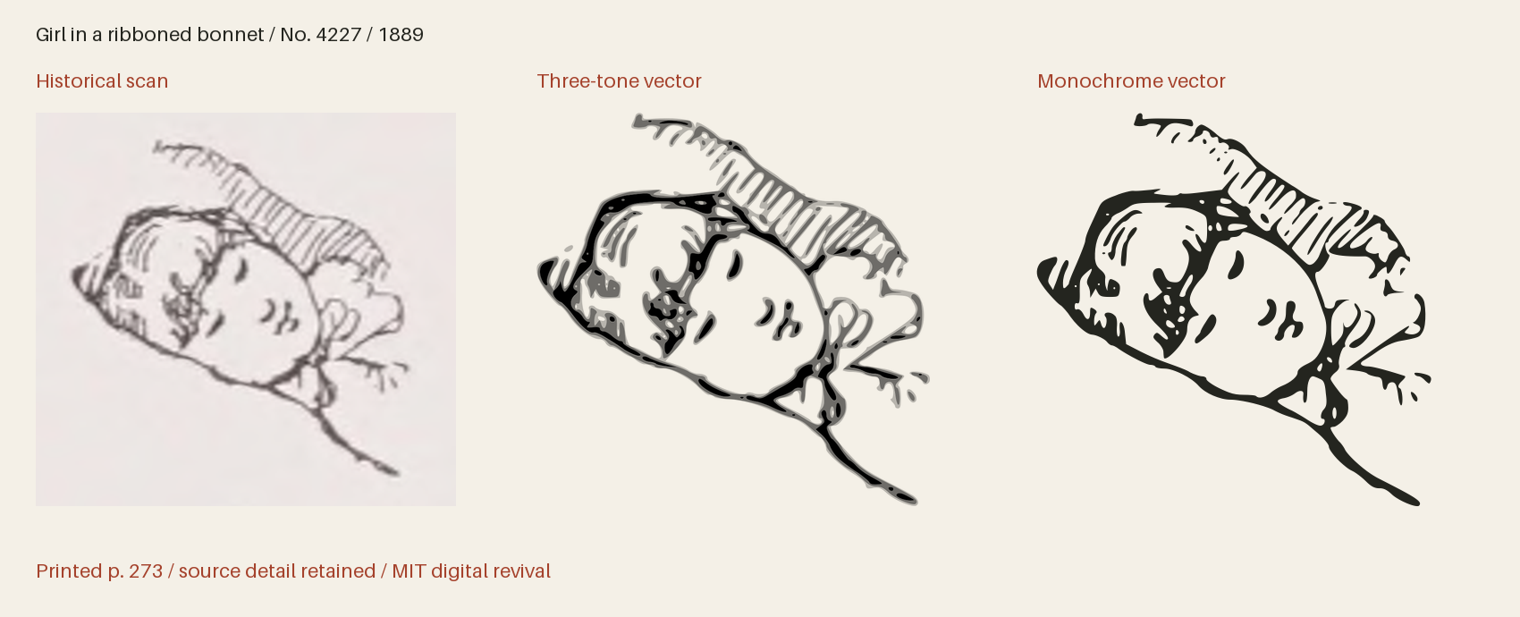 Historical scan beside the three-tone and monochrome vector revivals
