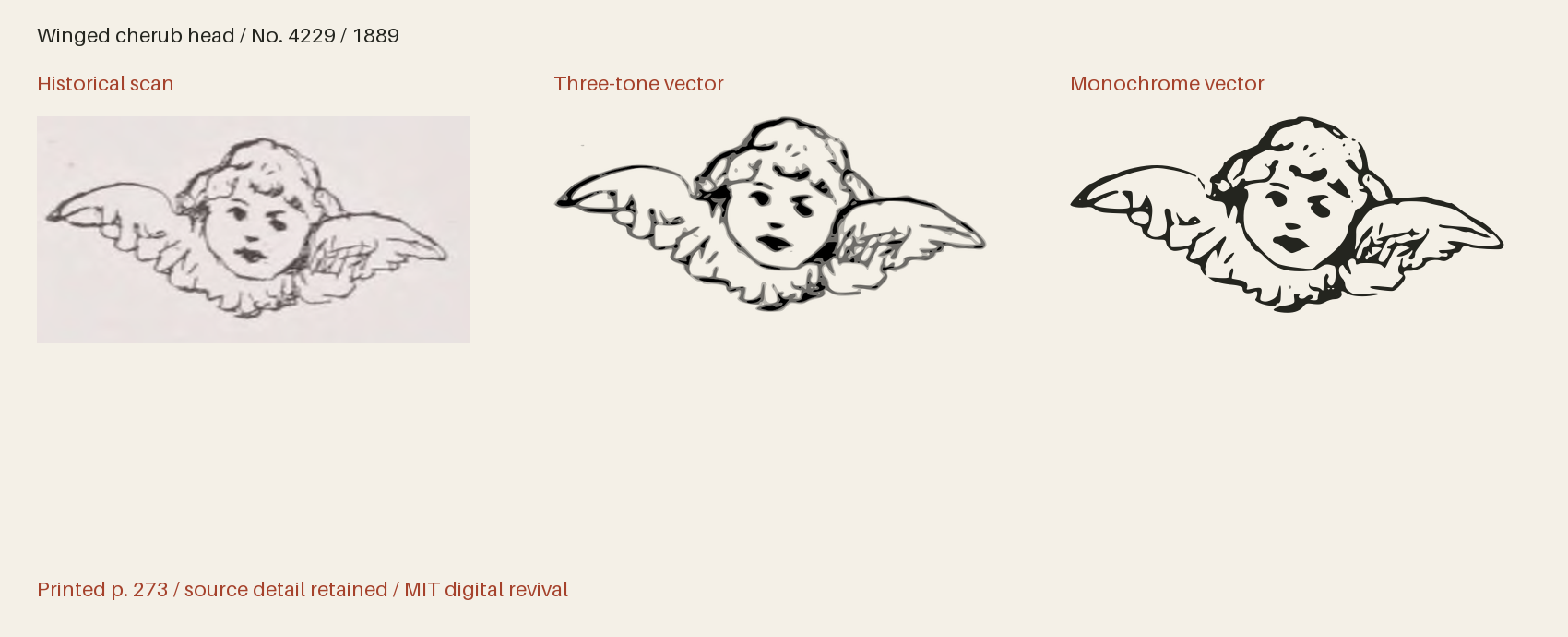 Historical scan beside the three-tone and monochrome vector revivals