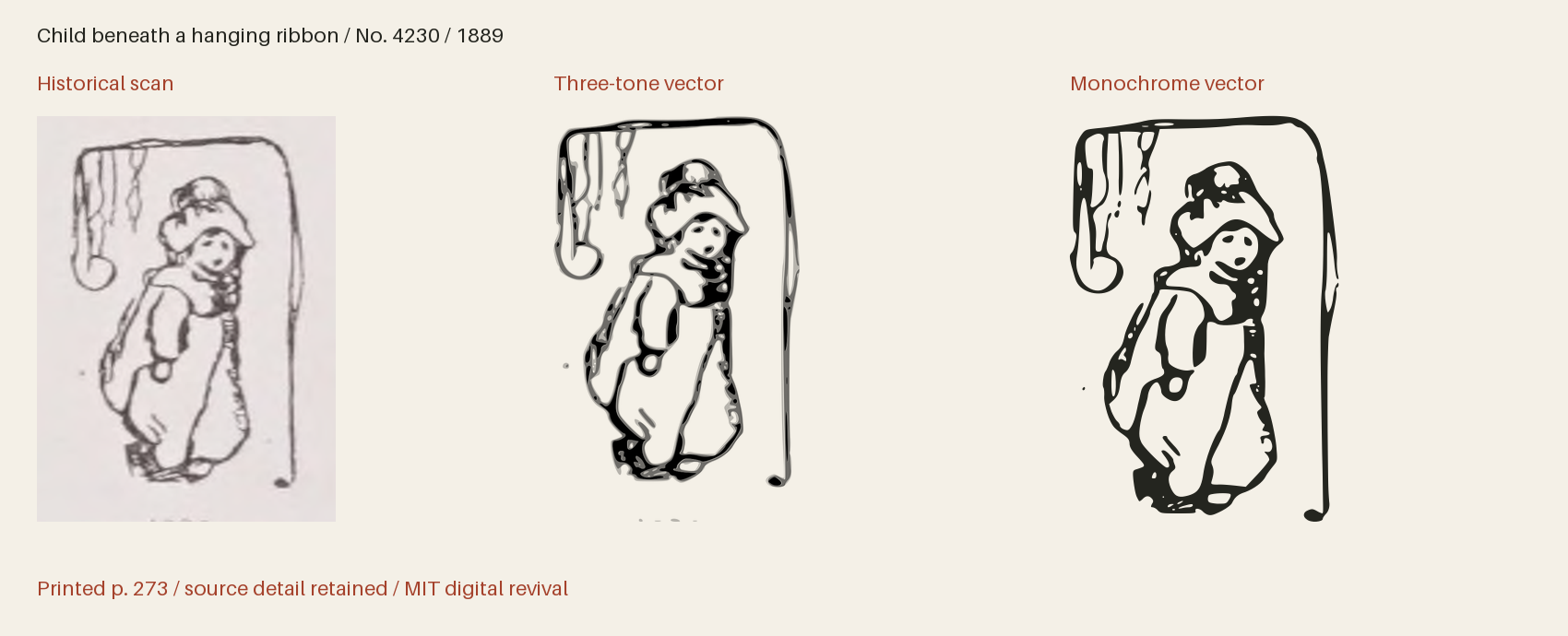 Historical scan beside the three-tone and monochrome vector revivals