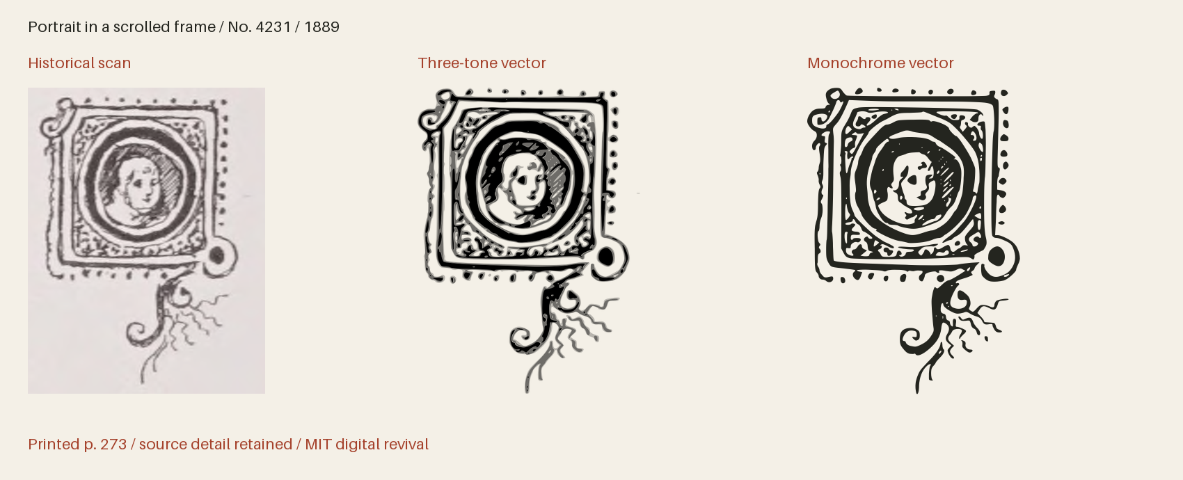 Historical scan beside the three-tone and monochrome vector revivals