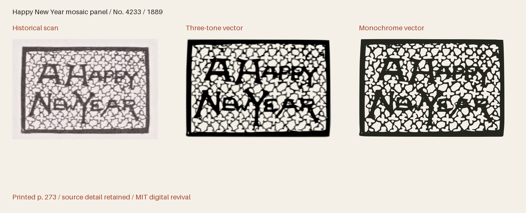 Historical scan beside the three-tone and monochrome vector revivals