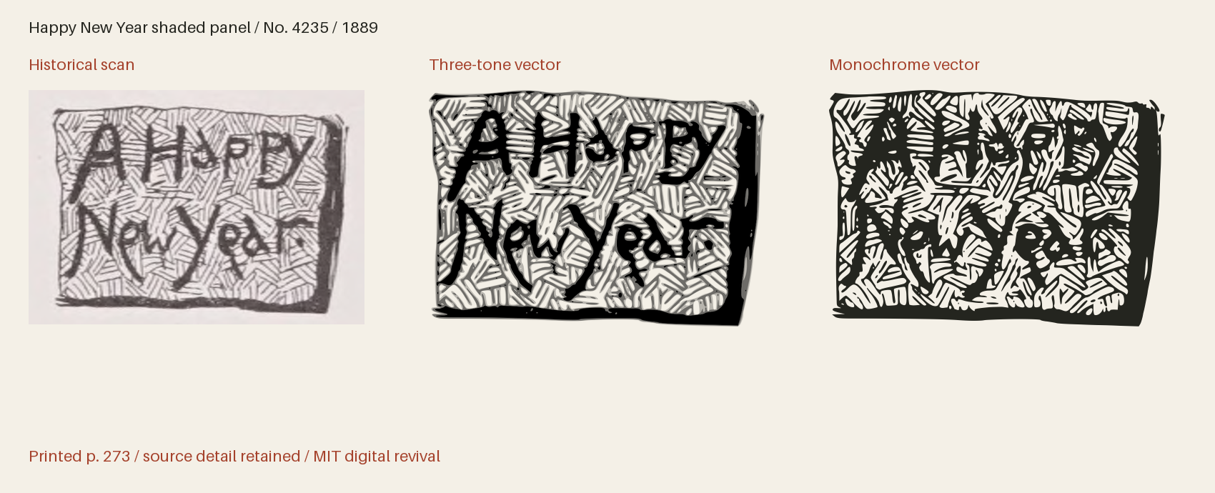Historical scan beside the three-tone and monochrome vector revivals