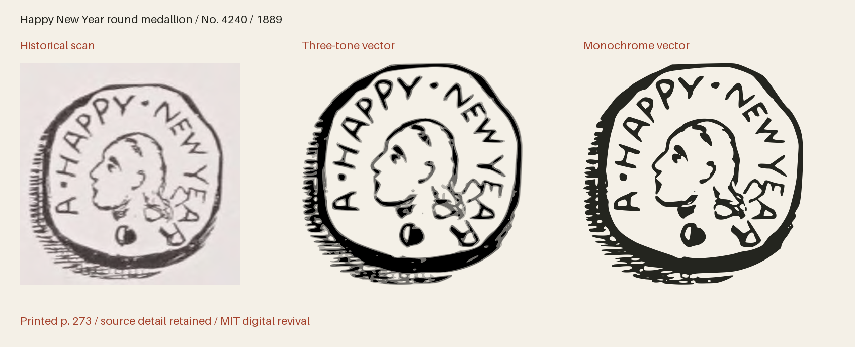 Historical scan beside the three-tone and monochrome vector revivals