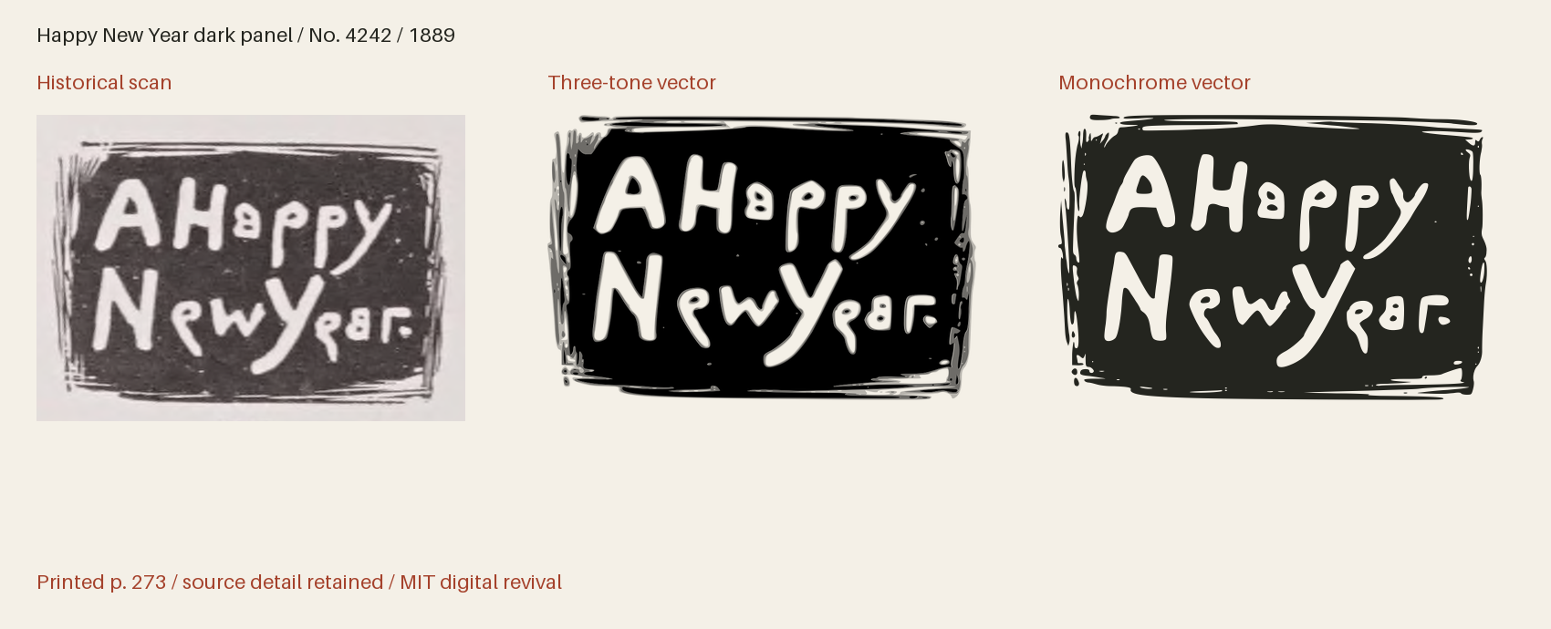 Historical scan beside the three-tone and monochrome vector revivals