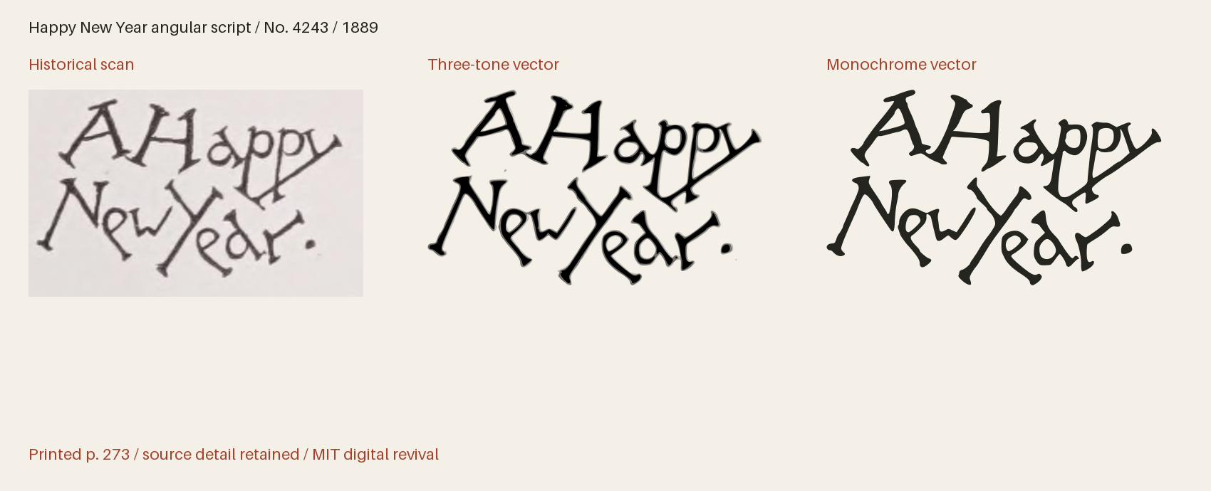 Historical scan beside the three-tone and monochrome vector revivals