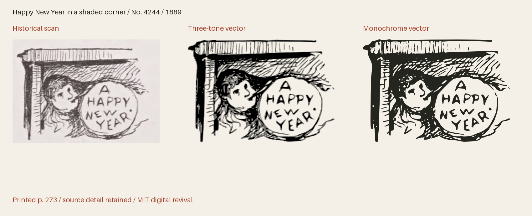Historical scan beside the three-tone and monochrome vector revivals