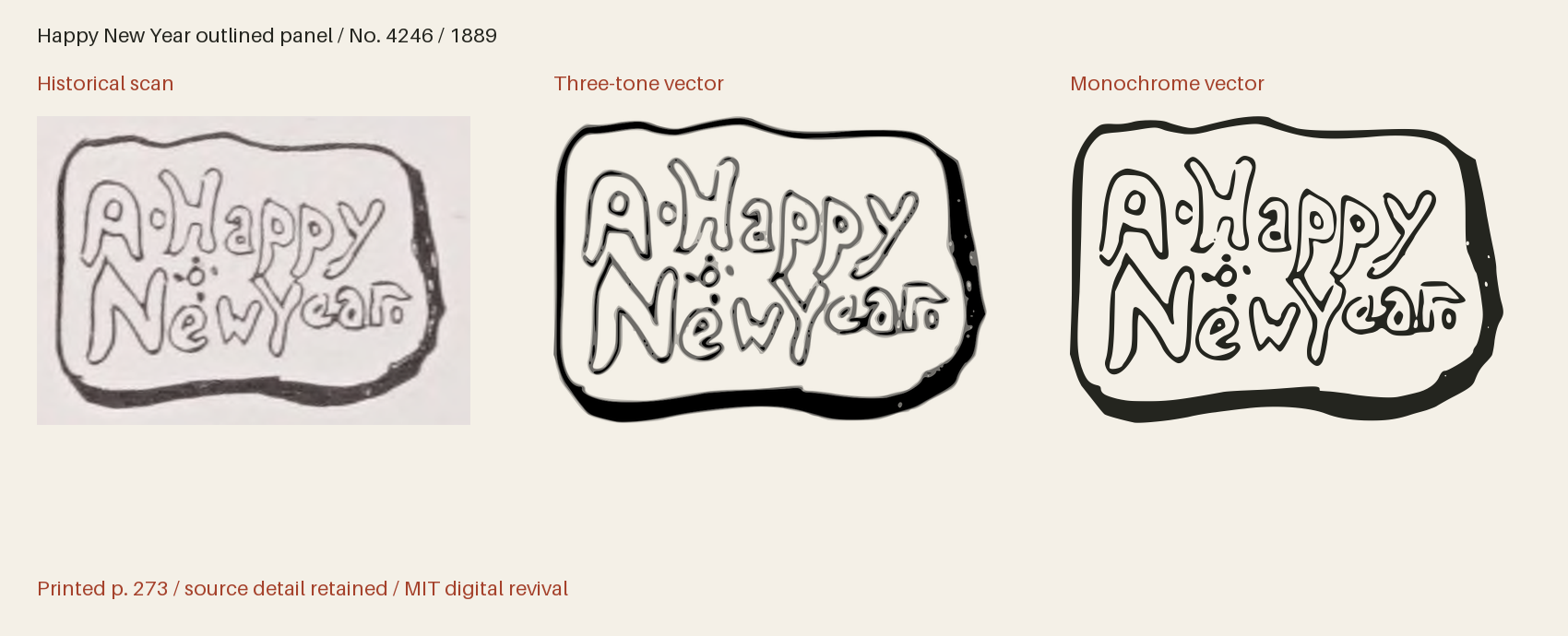 Historical scan beside the three-tone and monochrome vector revivals