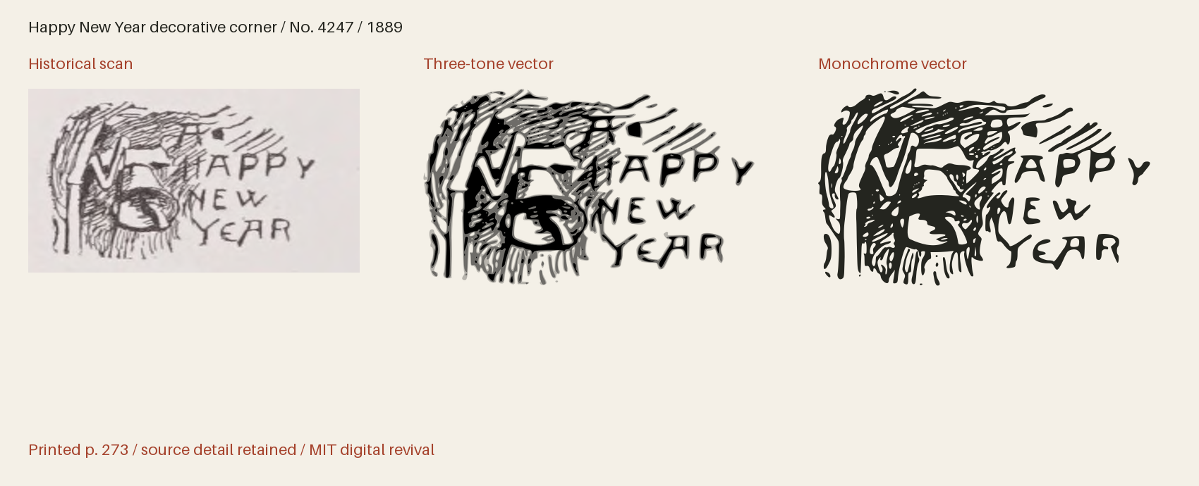 Historical scan beside the three-tone and monochrome vector revivals