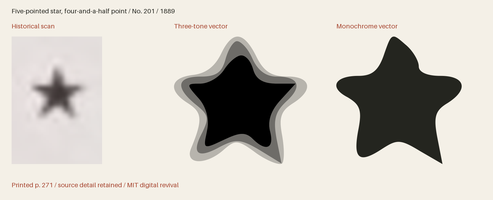 Historical scan beside the three-tone and monochrome vector revivals