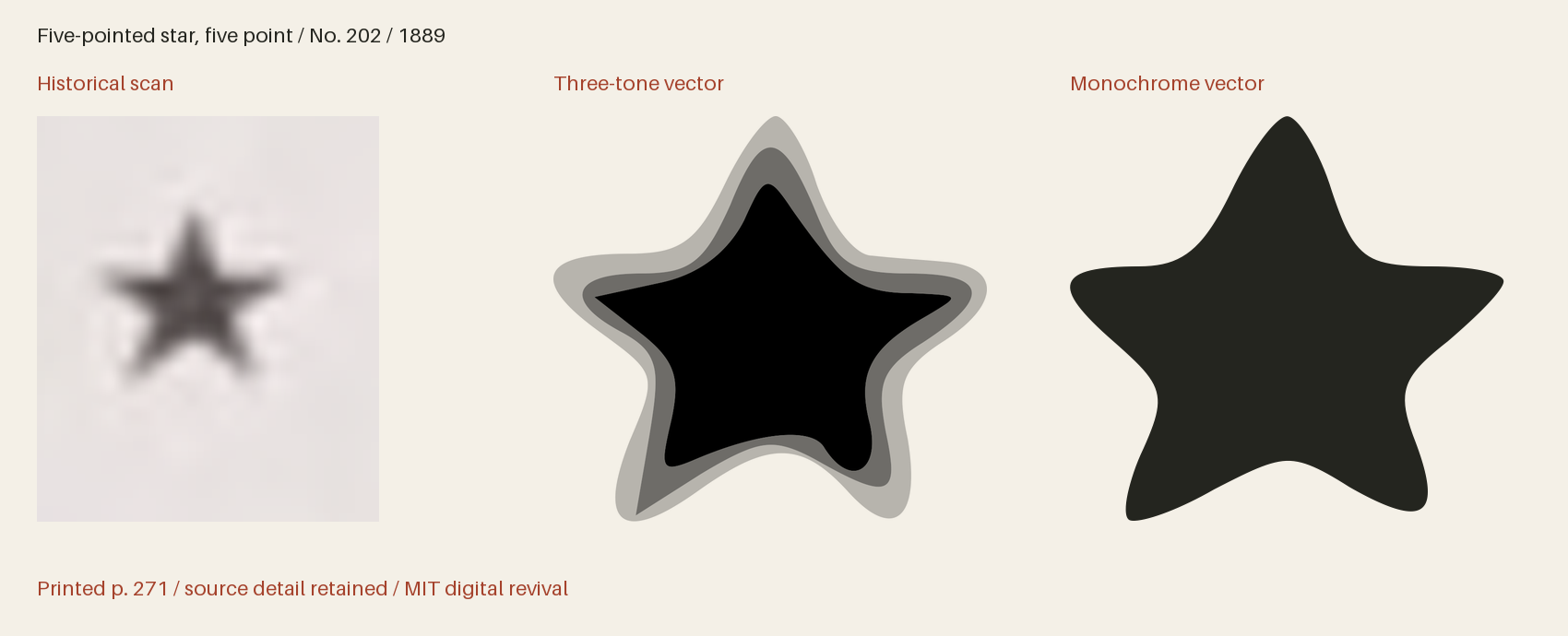 Historical scan beside the three-tone and monochrome vector revivals
