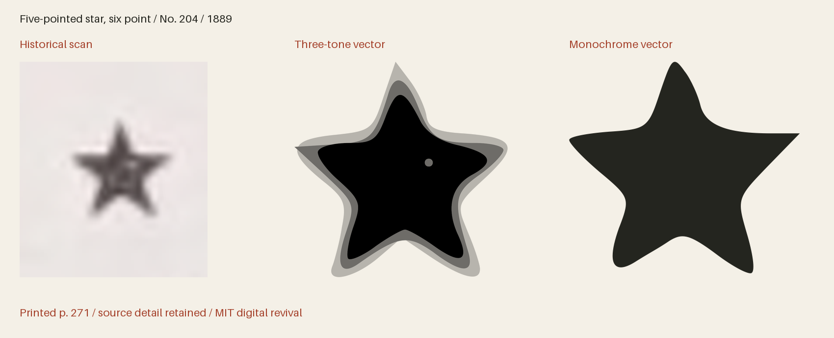 Historical scan beside the three-tone and monochrome vector revivals