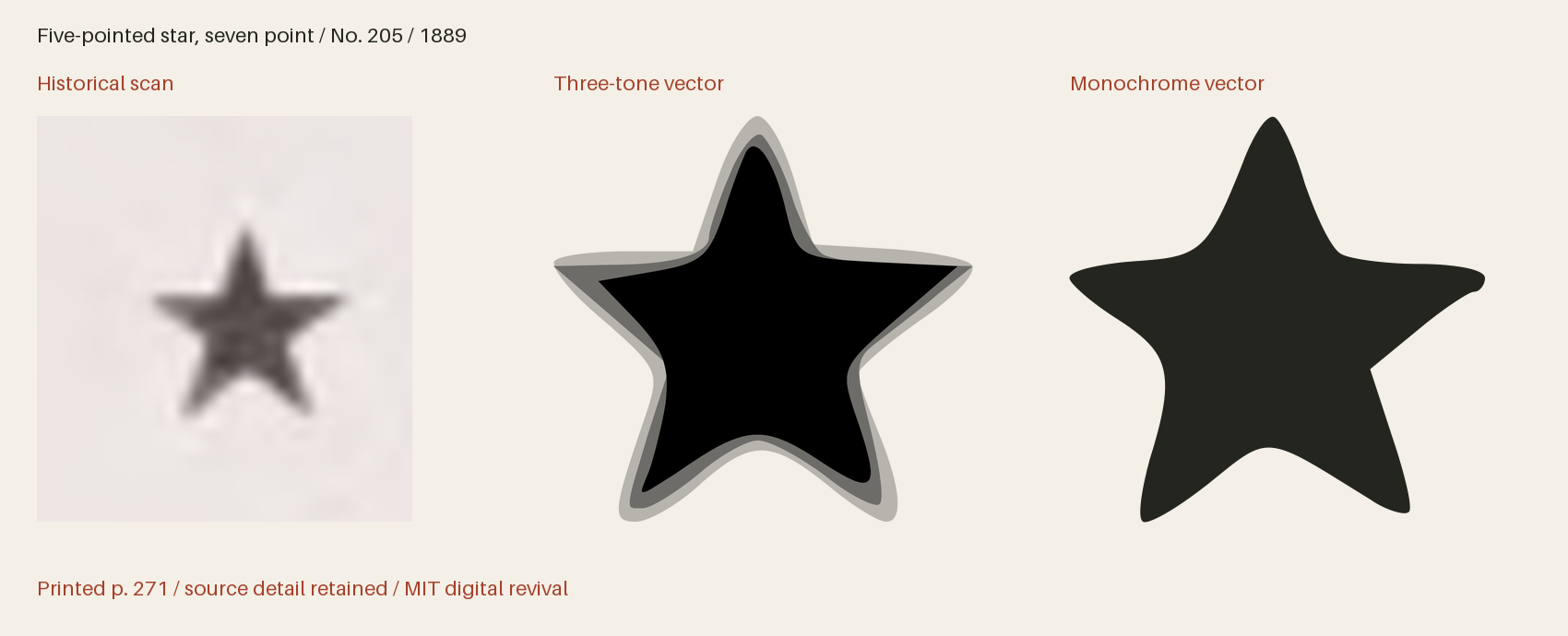 Historical scan beside the three-tone and monochrome vector revivals